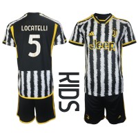 Juventus Manuel Locatelli #5 Domáci Detský futbalový dres 2023-24 Krátky Rukáv (+ trenírky)